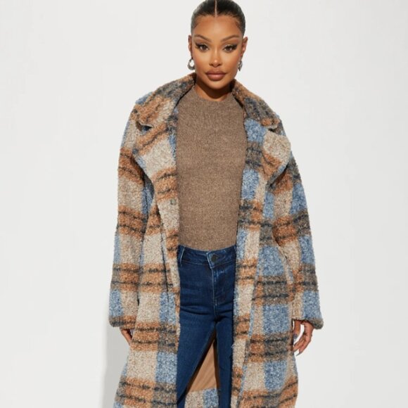 Stoosh Faux Sherpa Long Button Down Jacket - Picture 2 of 9